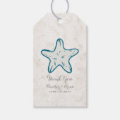Royal Blue Rustic Starfish Wedding Cadeaulabel (Voorkant)