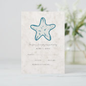 Royal Blue Rustic Starfish Wedding Carte RSVP (Debout devant)