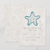 Royal Blue Rustic Starfish Wedding Carte RSVP (Devant / Derrière)