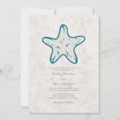 Royal Blue Rustic Starfish Wedding Invite Kaart (Voorkant)