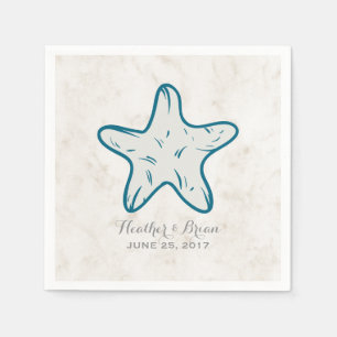 Royal Blue Rustic Starfish Wedding Servetten