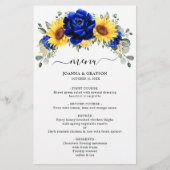 Royal Blue Rustic Sunflower Menu Mariage moderne (Devant)