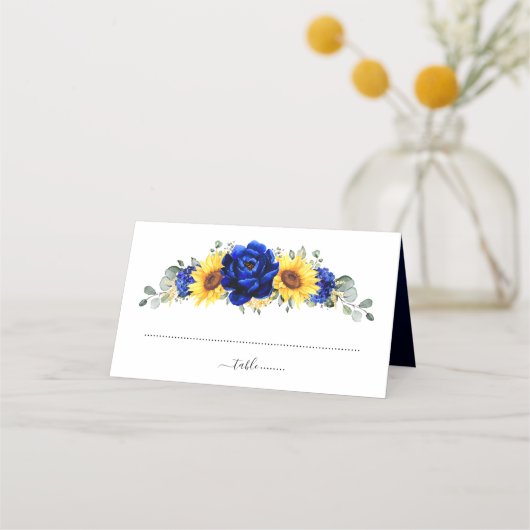 Royal Blue Rustic Sunflower Modern Floral Wedding (Voorkant)