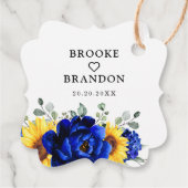 Royal Blue Rustic Sunflower Modern Floral Wedding Bedankjes Labels (Achterkant)
