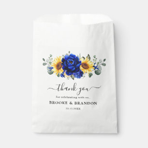 Royal Blue Rustic Sunflower Modern Floral Wedding Bedankzakje