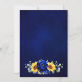 Royal Blue Rustic Sunflower Modern Floral Wedding Kaart (Achterkant)