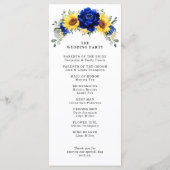 Royal Blue Rustic Sunflower Modern Floral Wedding Programma (Achterkant)
