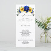Royal Blue Rustic Sunflower Modern Floral Wedding Programma (Staand voorkant)