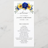 Royal Blue Rustic Sunflower Modern Floral Wedding Programma (Voorkant)