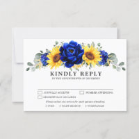Royal Blue Rustic Sunflower Modern Floral Wedding