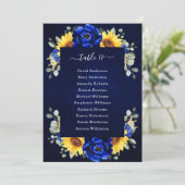 Royal Blue Rustic Sunflower Modern Seating Chart I Kaart (Staand voorkant)