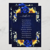 Royal Blue Rustic Sunflower Modern Seating Chart I Kaart (Voorkant / Achterkant)