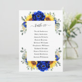 Royal Blue Rustic Sunflower Modern Seating Chart Kaart (Staand voorkant)