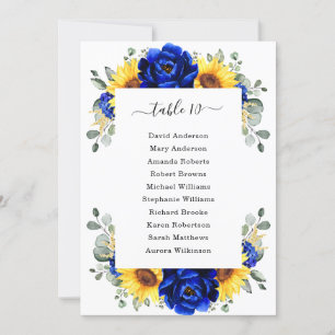 Royal Blue Rustic Sunflower Modern Seating Chart Kaart