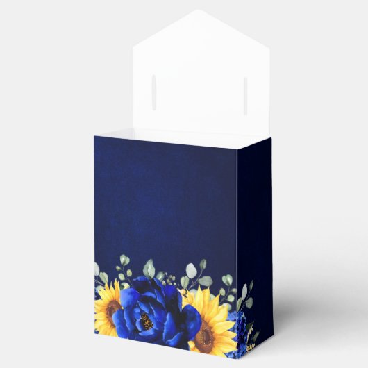 Royal Blue Rustic Sunflower Modern Vrijgezellenfee Bedankdoosjes (Geopend)