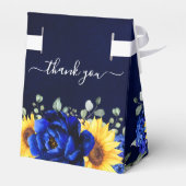 Royal Blue Rustic Sunflower Modern Vrijgezellenfee Bedankdoosjes (Achterkant)