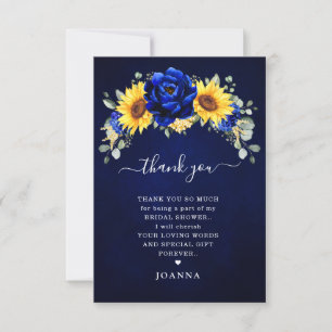 Royal Blue Rustic Sunflower Modern Vrijgezellenfee Bedankkaart