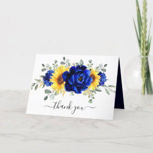 Royal Blue Rustic Sunflower Modern Vrijgezellenfee Bedankkaart