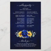 Royal Blue Rustic Sunflower Programme de mariage m (Dos)