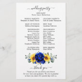 Royal Blue Rustic Sunflower Programme de mariage m (Dos)