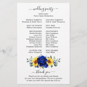 Royal Blue Rustic Sunflower Programme de mariage m