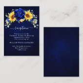 Royal Blue Rustic Sunflower Wedding Reception Encl Informatiekaartje (Voorkant / Achterkant)
