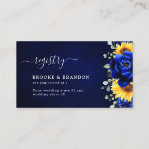 Royal Blue Rustic Sunflower Wedding Registry Enclo Informatiekaartje