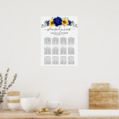 Royal Blue Rustic Sunflower Wedding Seating Chart Poster (Keuken)