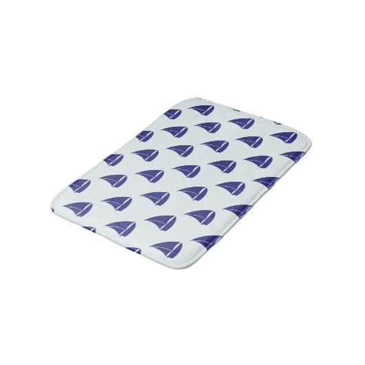 Royal Blue Sailboat Pattern Badmat (Gekanteld)