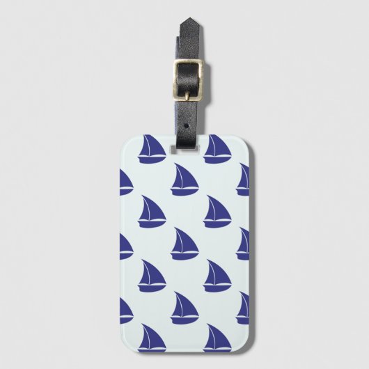 Royal Blue Sailboat Pattern Bagagelabel (Voorkant (verticaal))