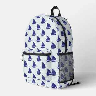 Royal Blue Sailboat Pattern Bedrukte Rugzak