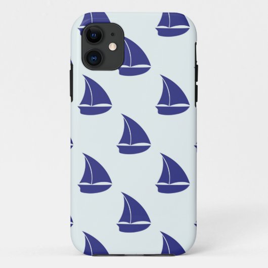 Royal Blue Sailboat Pattern Case-Mate iPhone Case (Achterkant)