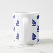 Royal Blue Sailboat Pattern Extra Grote Mok (Achterkant)