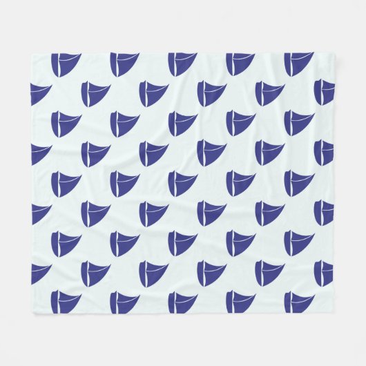 Royal Blue Sailboat Pattern Fleece Deken (Voorkant (Horizontaal))