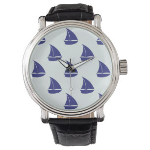 Royal Blue Sailboat Pattern Horloge