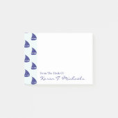 Royal Blue Sailboat Pattern | Jouw namen toevoegen Post-it® Notes (Voorkant)