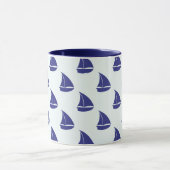 Royal Blue Sailboat Pattern Mok (Midden)