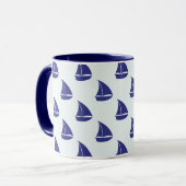 Royal Blue Sailboat Pattern Mok (Voorkant links)