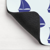 Royal Blue Sailboat Pattern Muismat (Hoek)