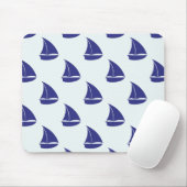 Royal Blue Sailboat Pattern Muismat (Met muis)