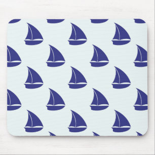 Royal Blue Sailboat Pattern Muismat