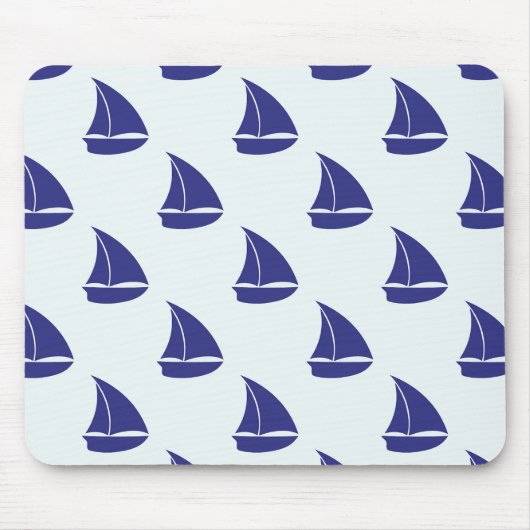 Royal Blue Sailboat Pattern Muismat (Voorkant)