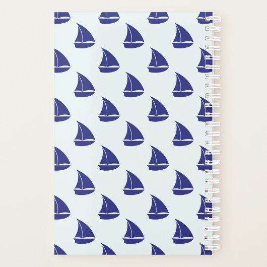 Royal Blue Sailboat Pattern Planner (Achterkant)