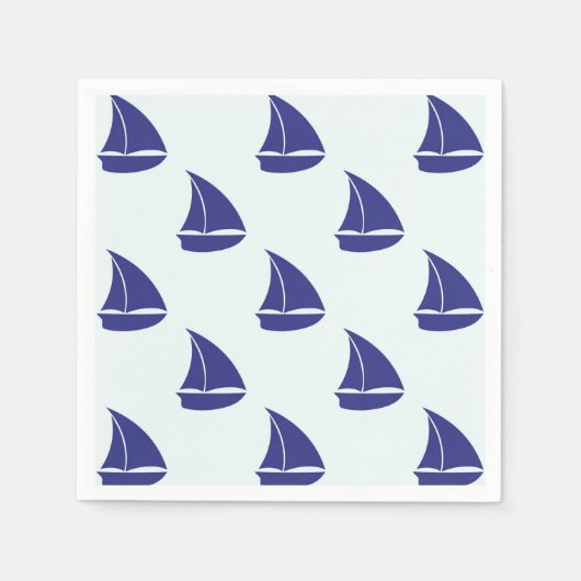 Royal Blue Sailboat Pattern Servet (Voorkant)