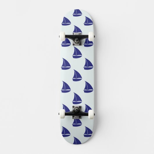 Royal Blue Sailboat Pattern Skateboard (Voorkant)