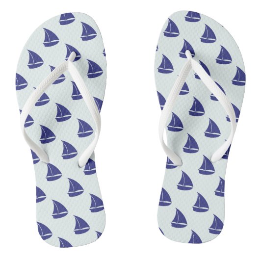 Royal Blue Sailboat Pattern Teenslippers (Voetbed)