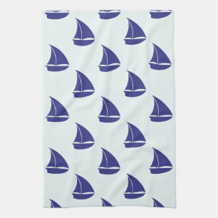 Royal Blue Sailboat Pattern Theedoek