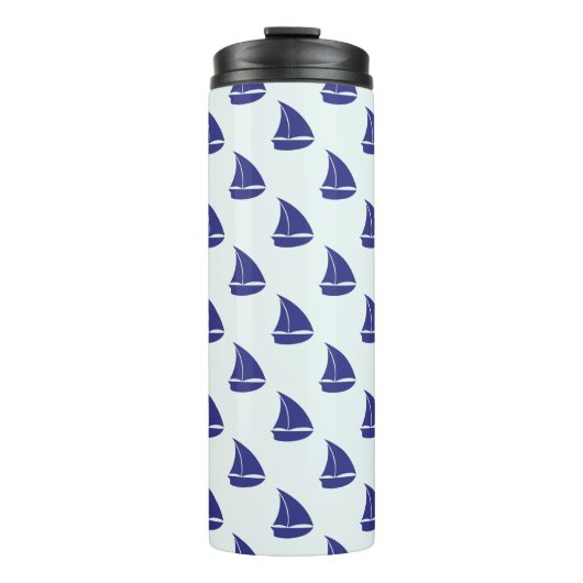 Royal Blue Sailboat Pattern Thermosbeker (Voorkant)