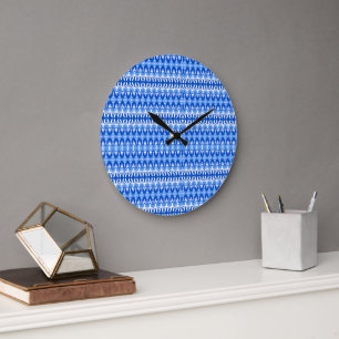 Royal Blue Sapphire en White Geometric Grote Klok