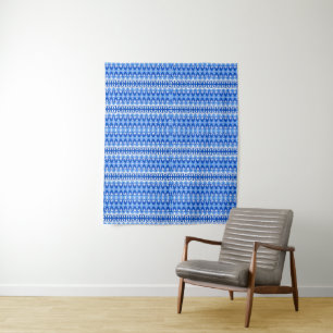 Royal Blue Sapphire en White Geometric Wandkleed